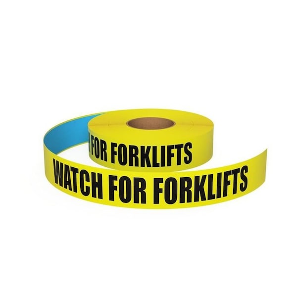 Ergomat Durastripe In-Line Printing 2in x 50ft Yellow- WATCH FOR FORKLIFTS DSIL250-Y-WATCHFORFORKLIFTS - main